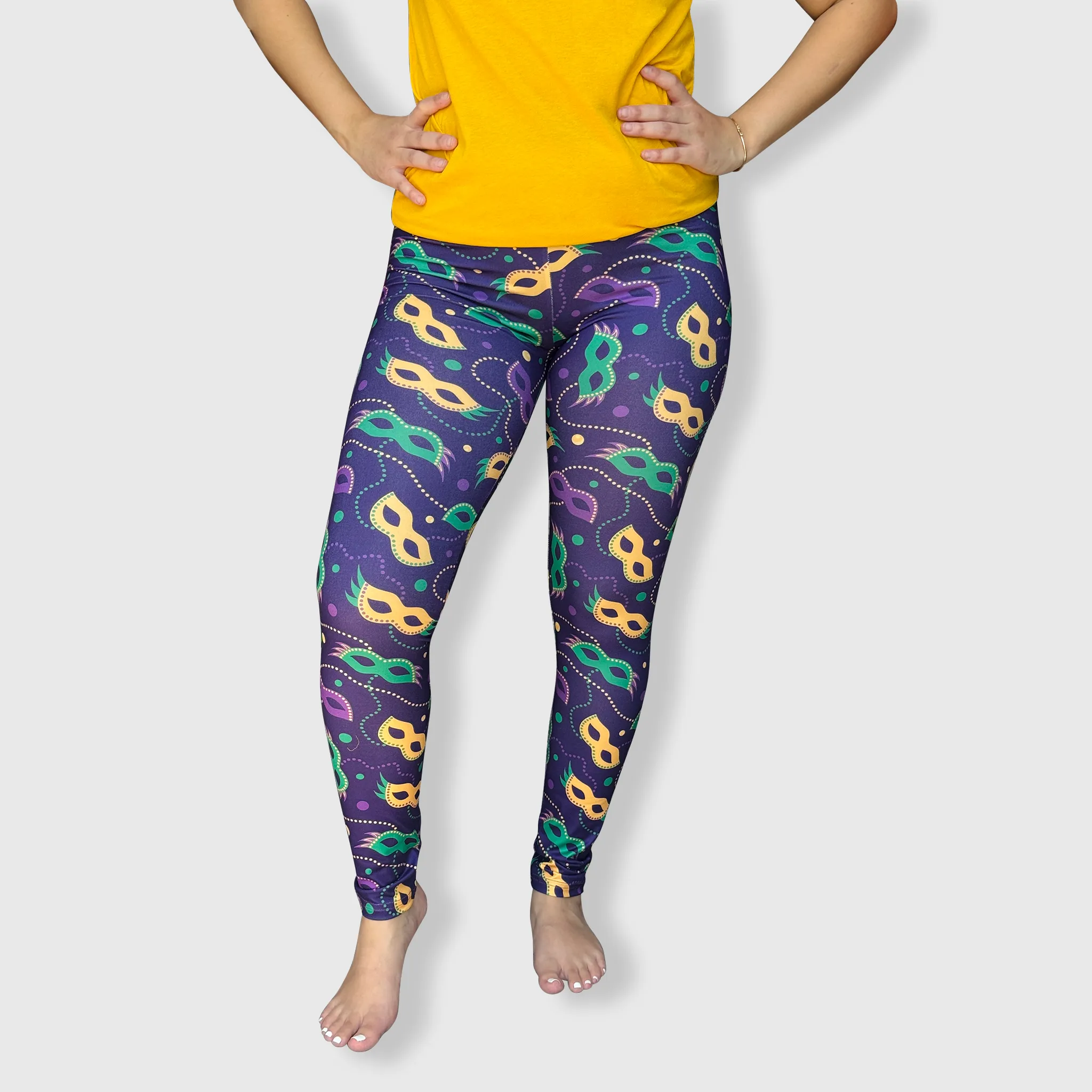 Mardi Gras Mask Purple Leggings