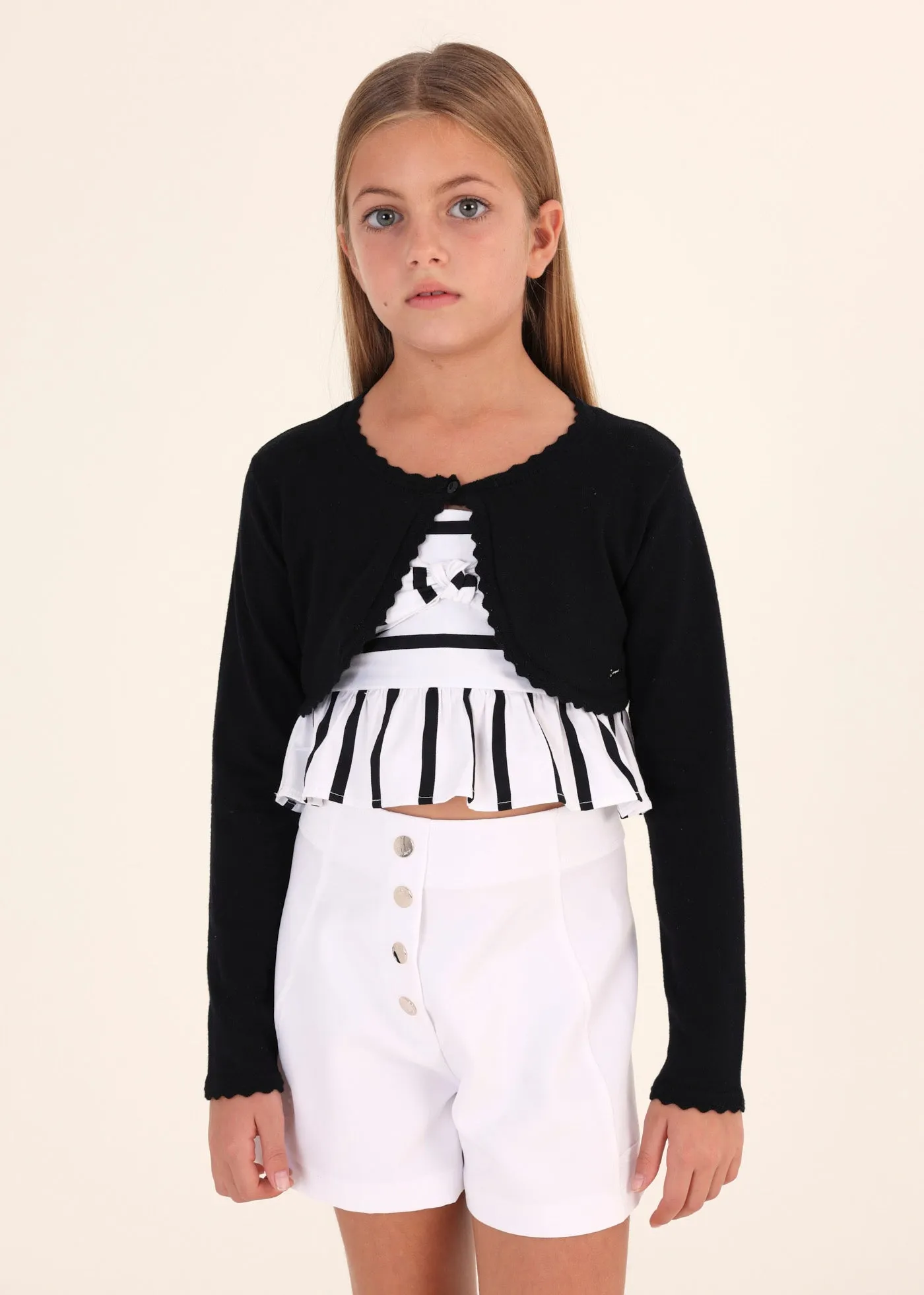 Mayoral Junior Basic Knit Bolero Cardigan _Black 332-91