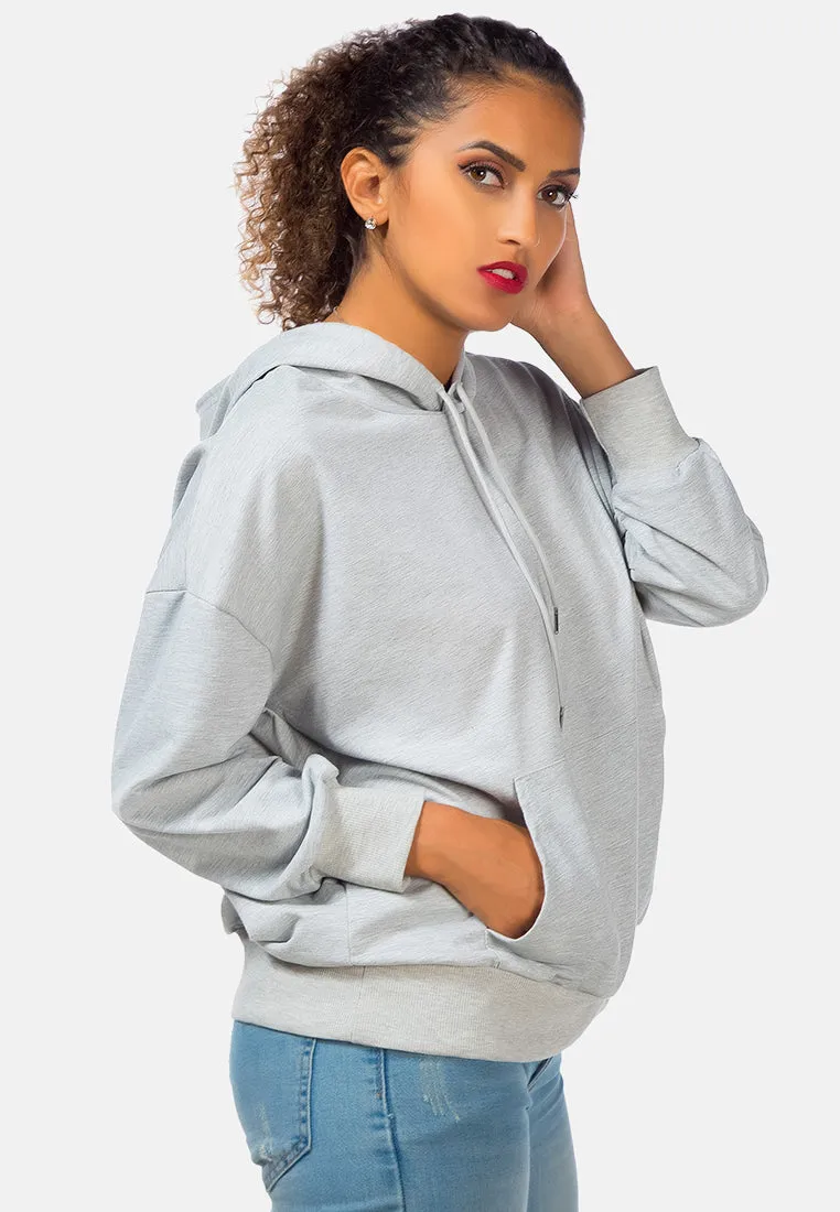 Melange Pullover Drawstring Hoodie