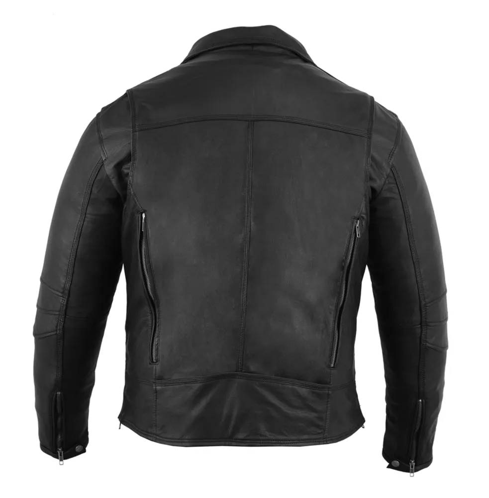 Men's Modern Longer Leather Biker Jacket