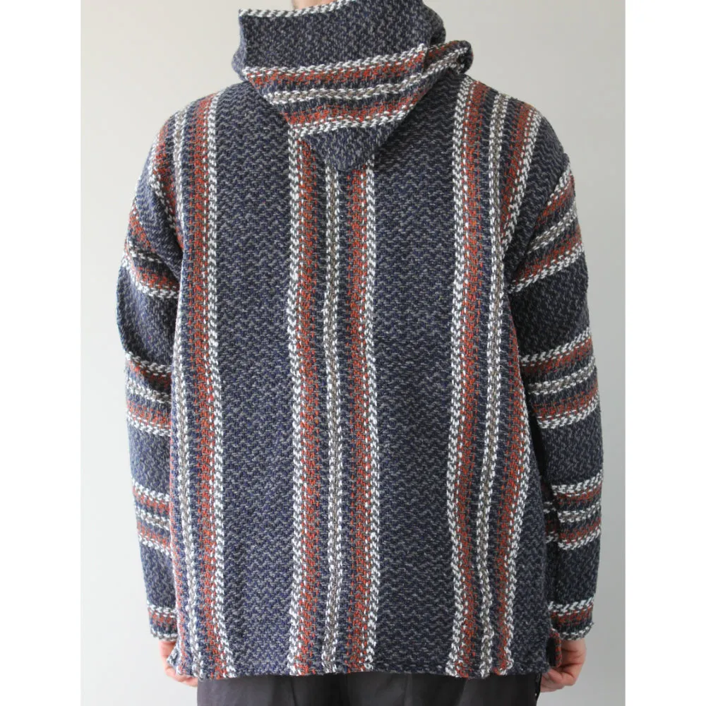 Mexican Baja Hoodie - Blue and Tan