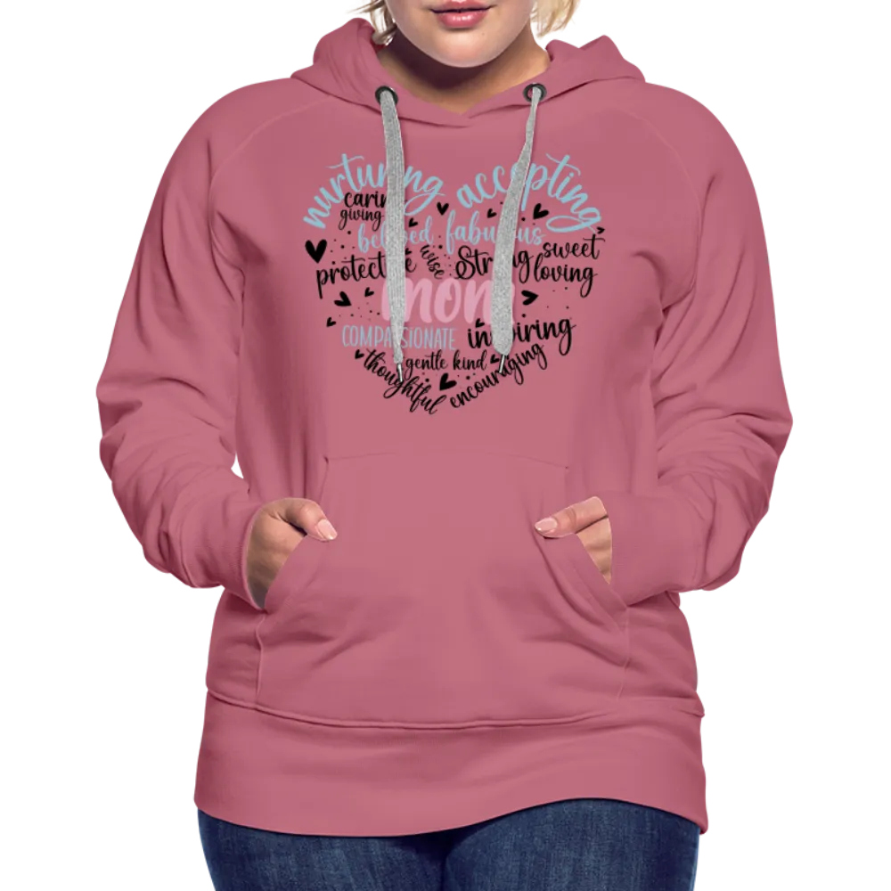 Mom Word Art Heart Women’s Premium Hoodie