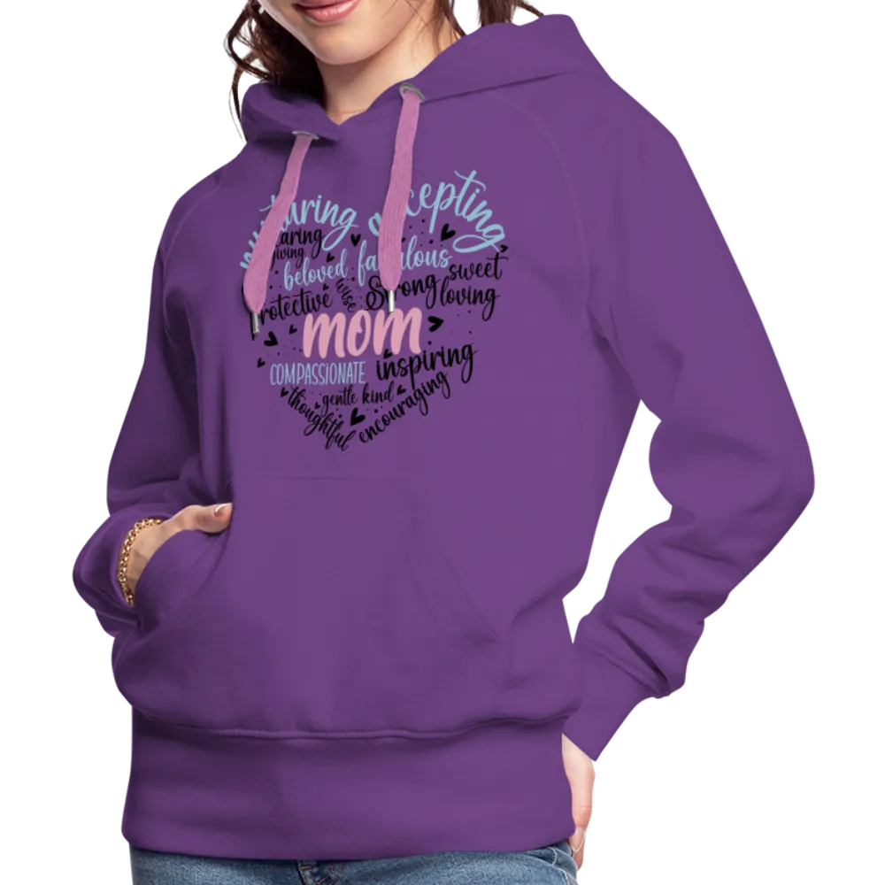 Mom Word Art Heart Women’s Premium Hoodie