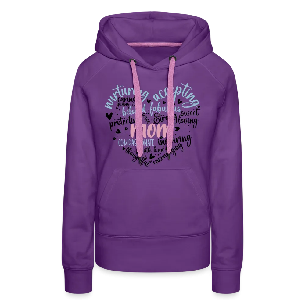 Mom Word Art Heart Women’s Premium Hoodie