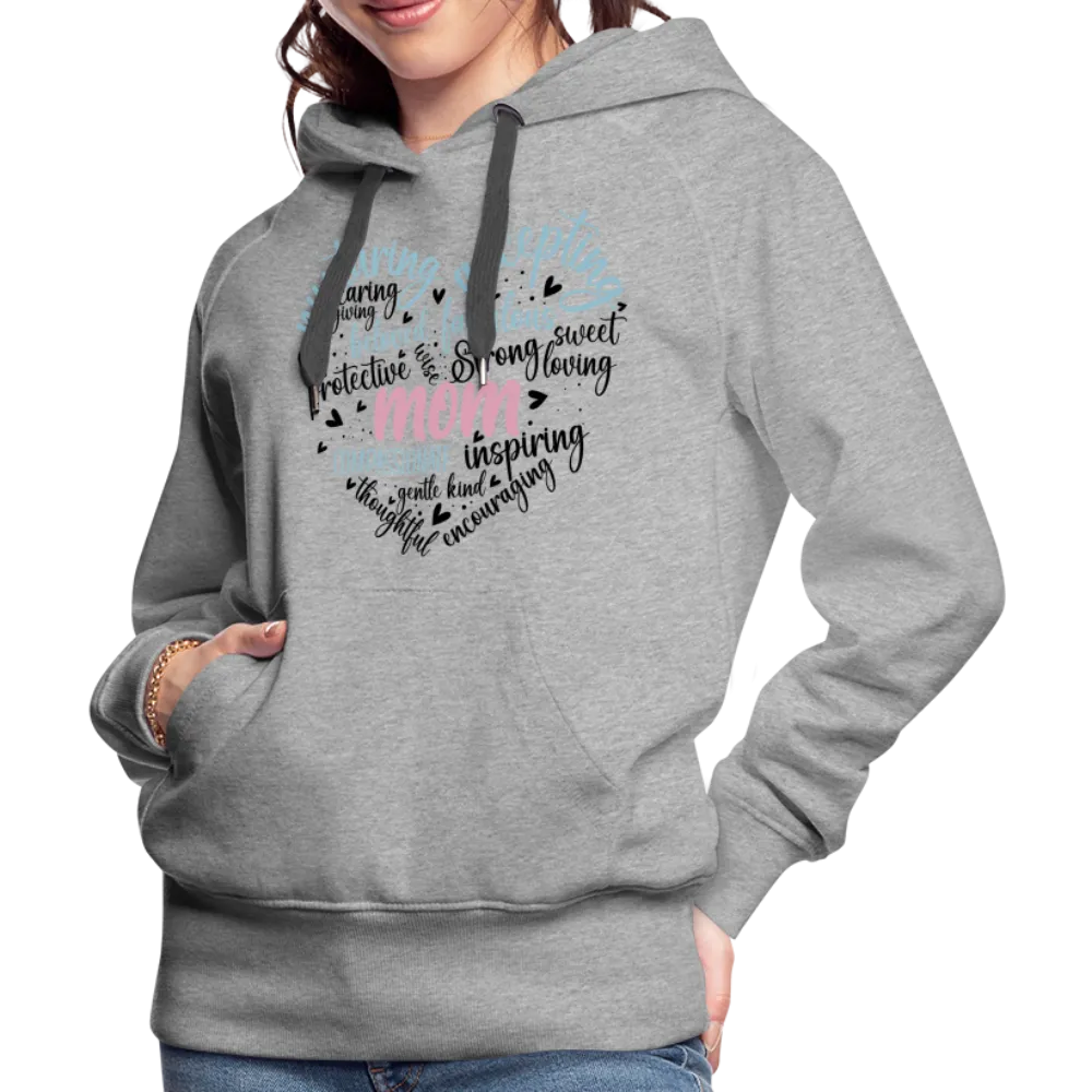 Mom Word Art Heart Women’s Premium Hoodie