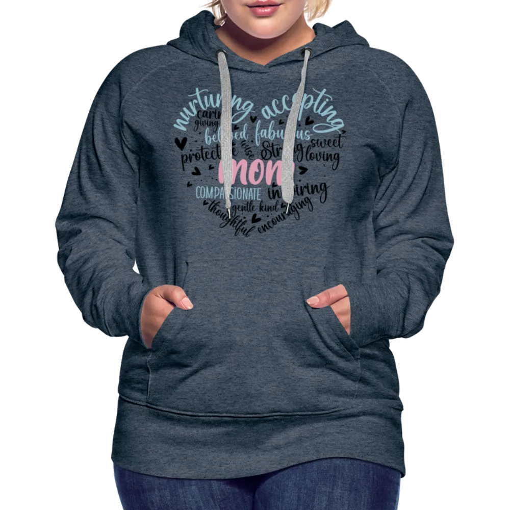 Mom Word Art Heart Women’s Premium Hoodie