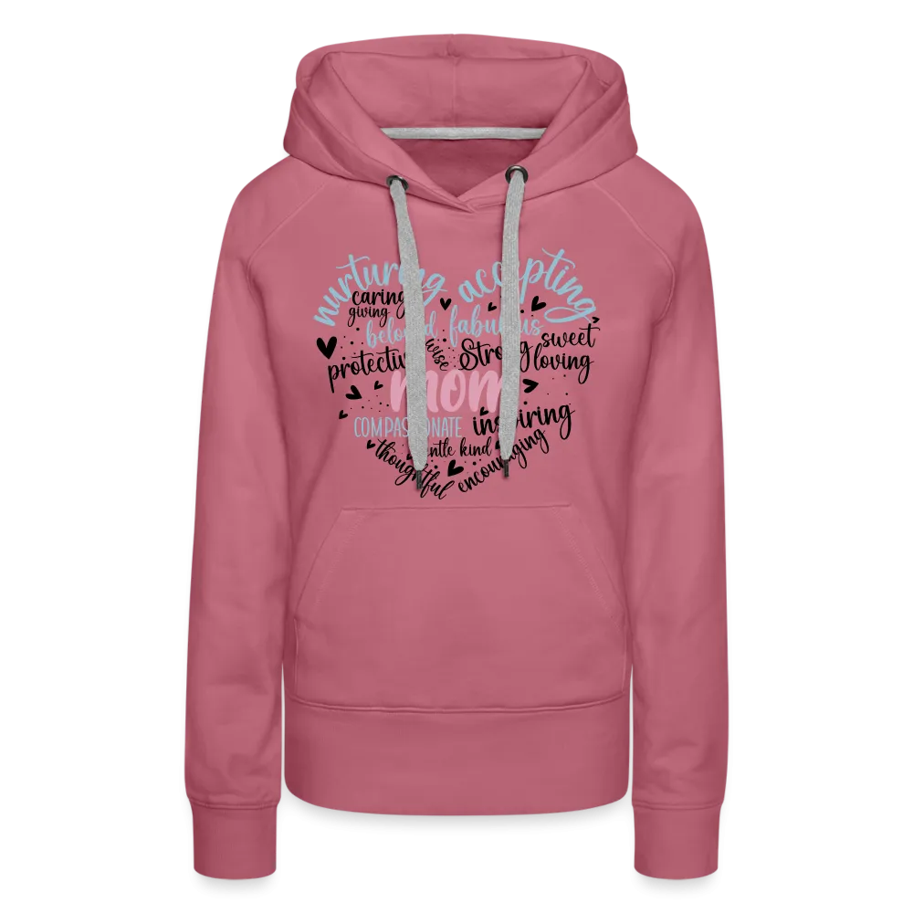 Mom Word Art Heart Women’s Premium Hoodie