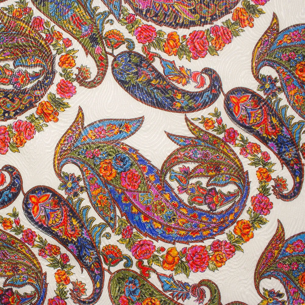 Multi Paisley Ivory Laminated Cloqué