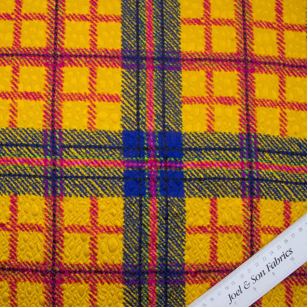 Mustard/ Royal Blue Tartan Cloqué