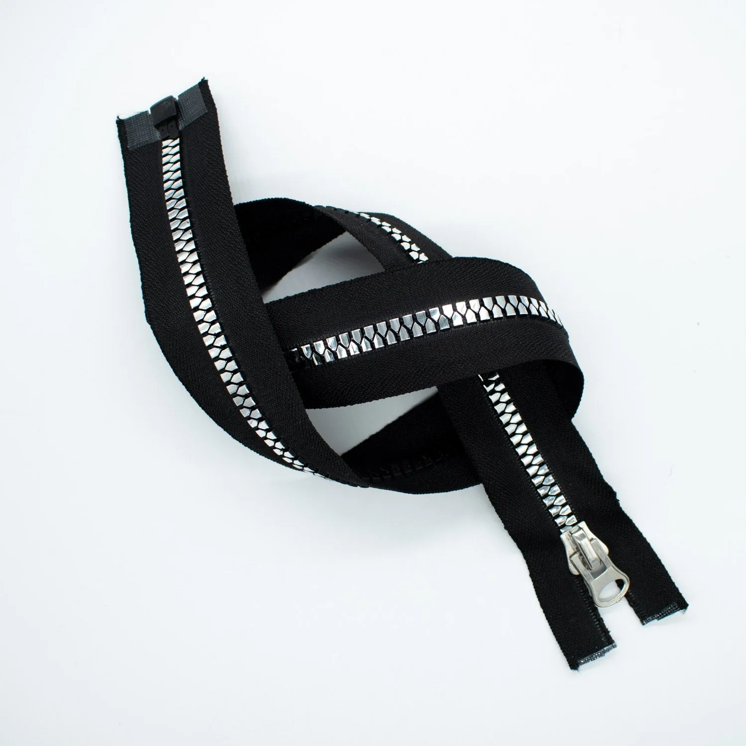 Open End Chunky Fashion Zip 45CM Black & Silver