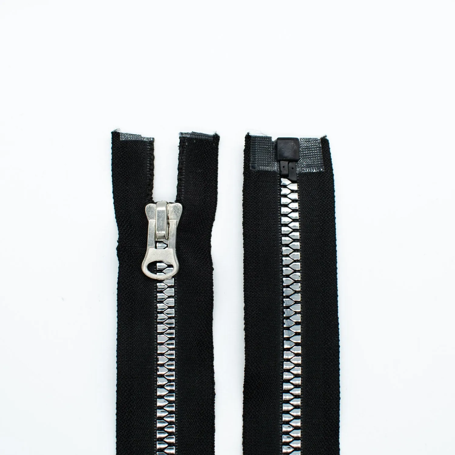 Open End Chunky Fashion Zip 45CM Black & Silver