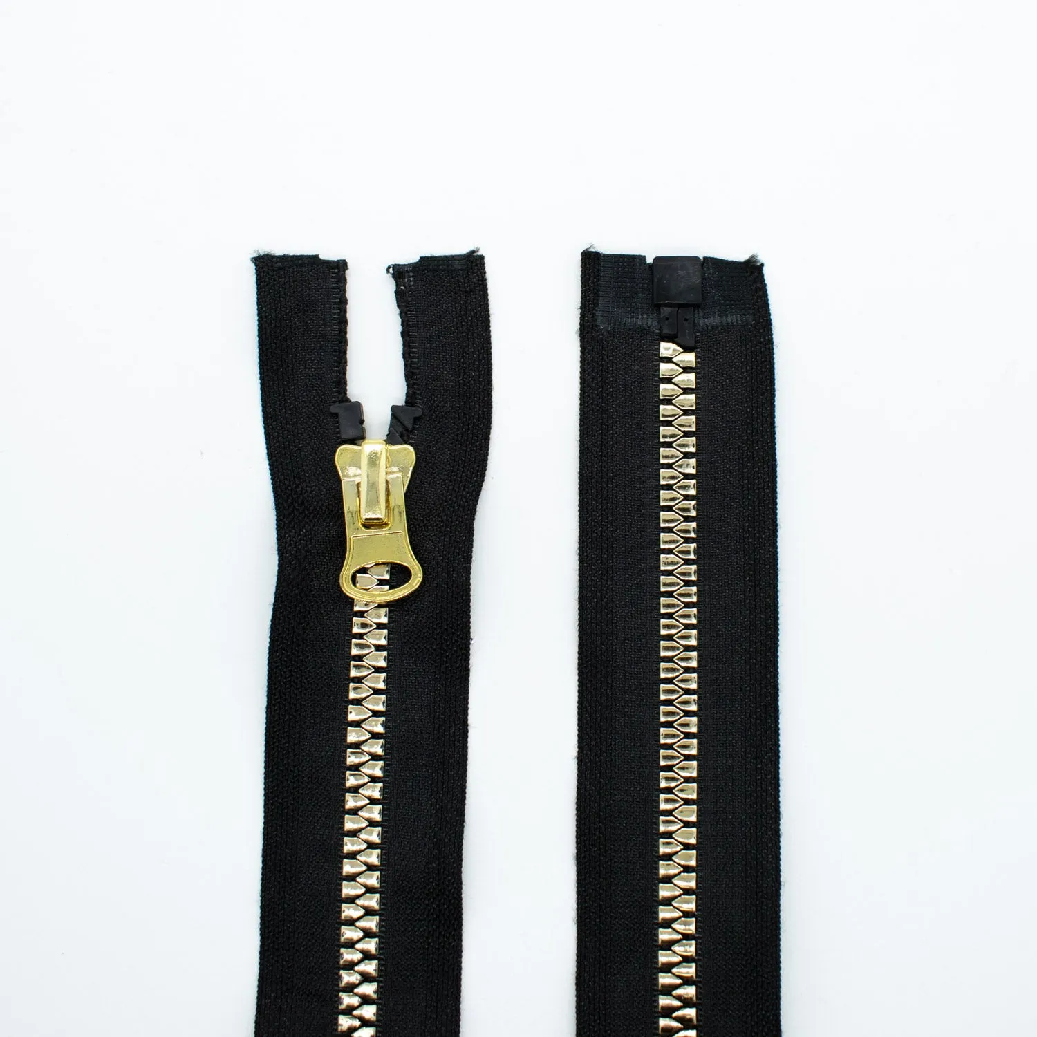 Open End Chunky Fashion Zip 65CM Black & Gold