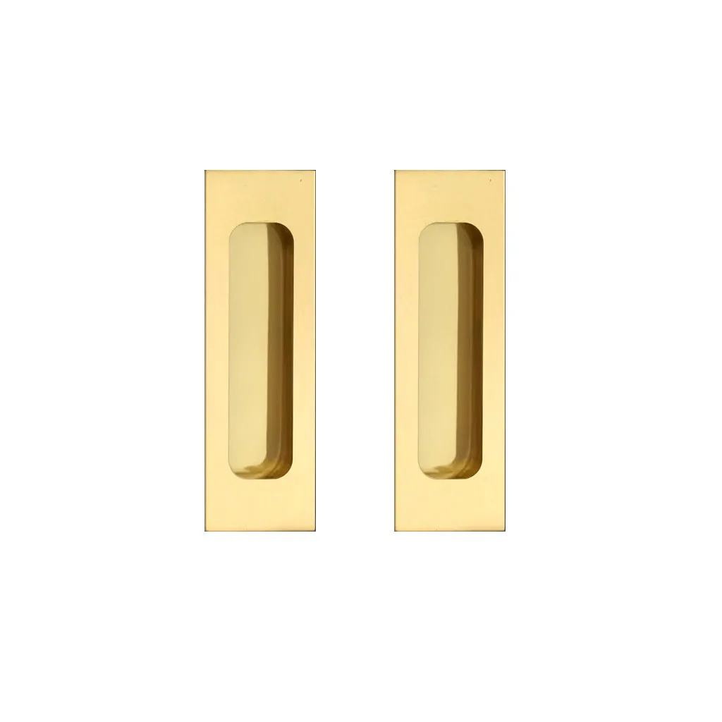 Pack of Three Chester 120mm Sliding Door Oblong Flush Pulls - Polished Gold Finish