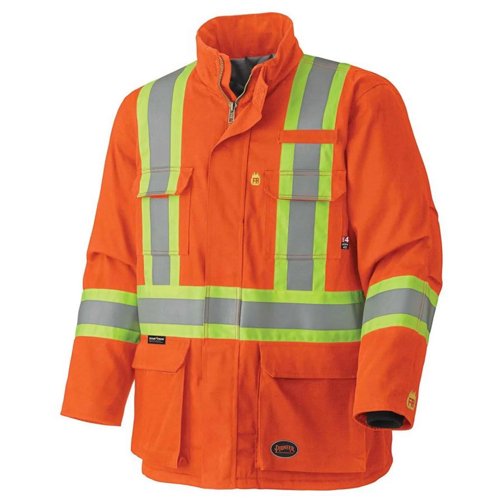 Pioneer Men's Hi Vis Winter Parka - CSA Certified, Flame Resistant Cotton, Reflective Tape, Adjustable Hood, Cold Weather Protection | Sizes S-5XL