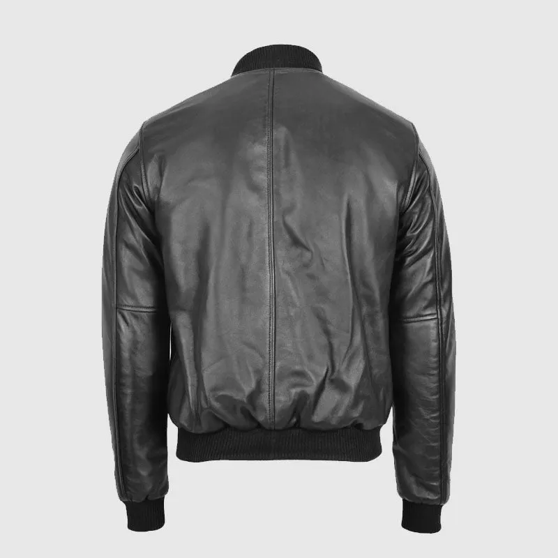 Premium Quality Mens Leather Bomber Pilot Jacket Removable Collar Leroy Brown