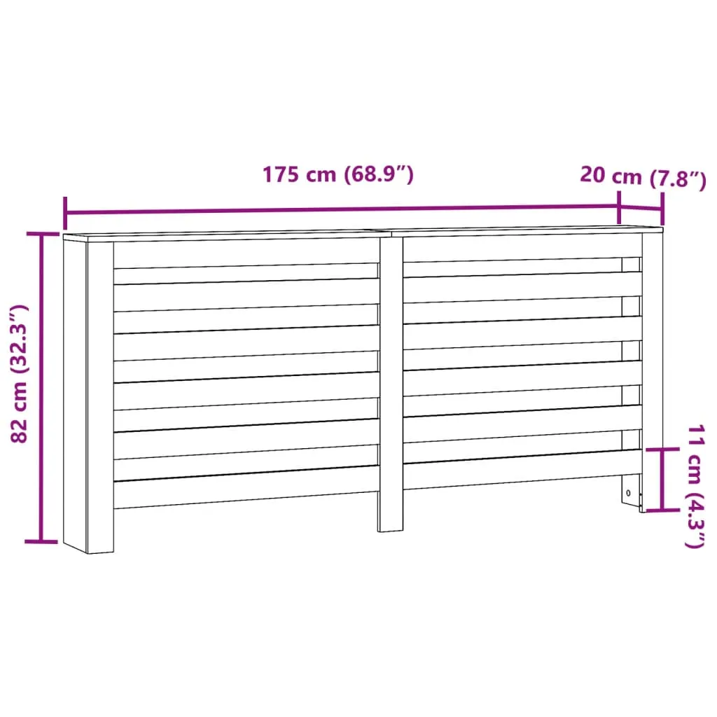 Radiator Cover Brown Oak 175x20x82 cm Engineered Wood