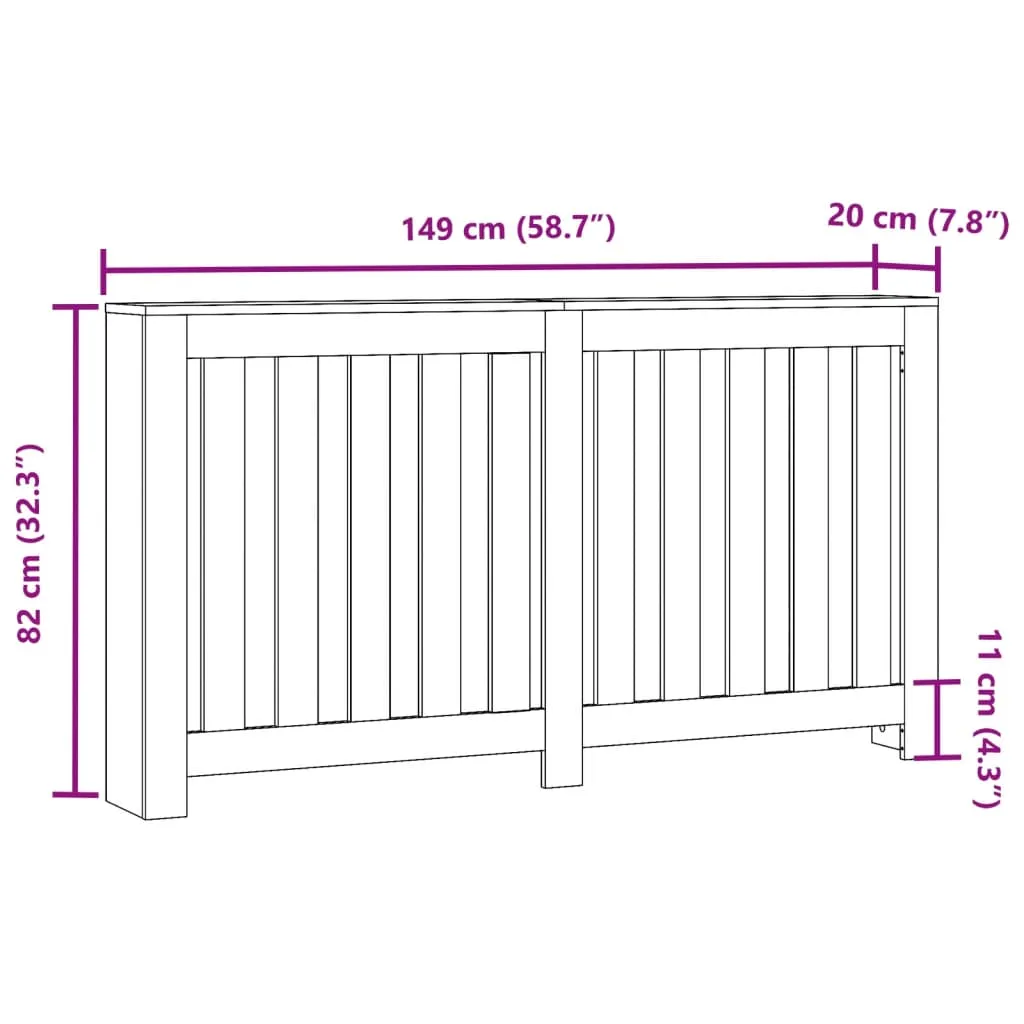 Radiator Cover Grey Sonoma 149x20x82 cm Engineered Wood