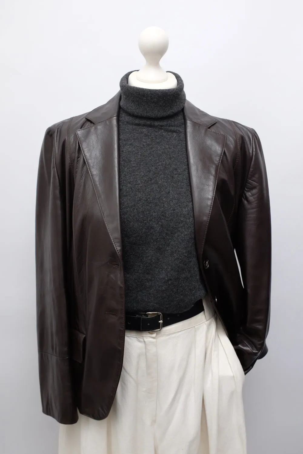 RENÉ LEZARD BROWN LEATHER BLAZER