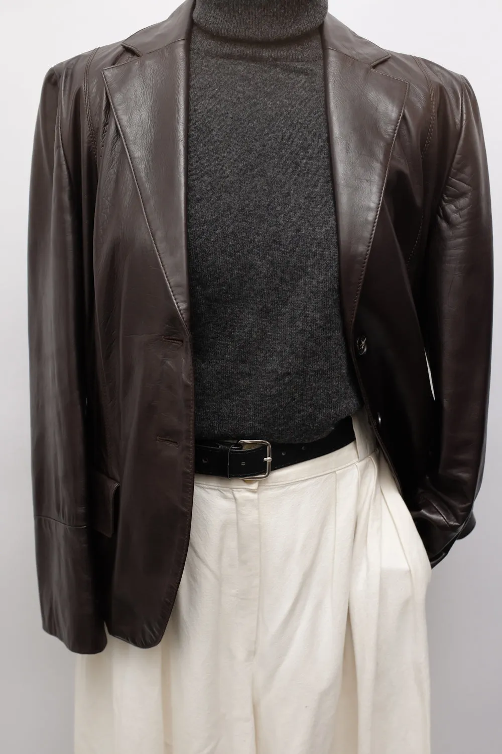 RENÉ LEZARD BROWN LEATHER BLAZER