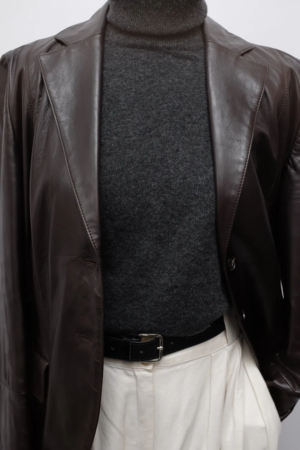 RENÉ LEZARD BROWN LEATHER BLAZER