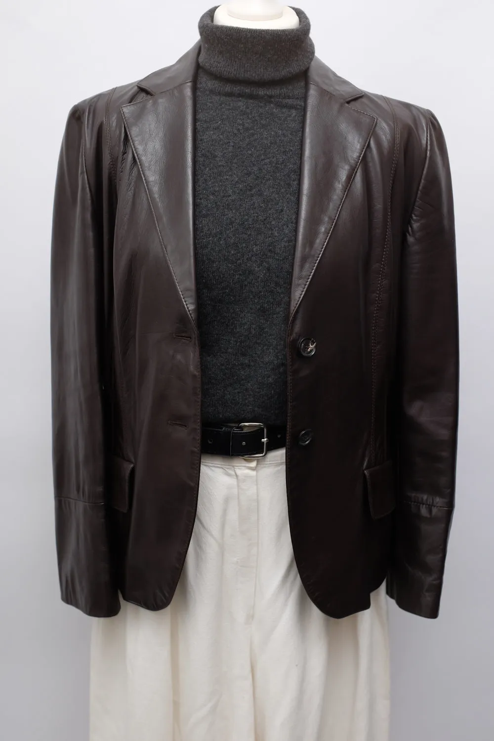 RENÉ LEZARD BROWN LEATHER BLAZER