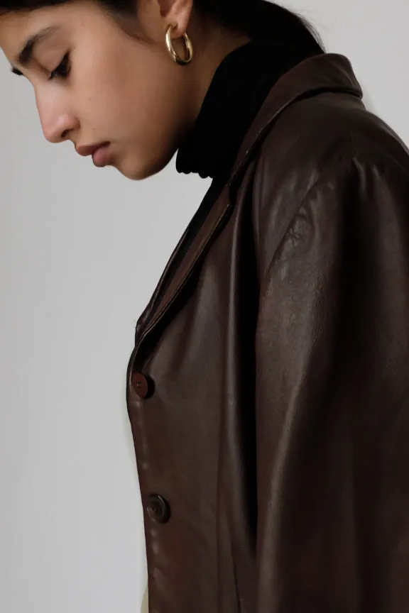 RENÉ LEZARD BROWN LEATHER BLAZER