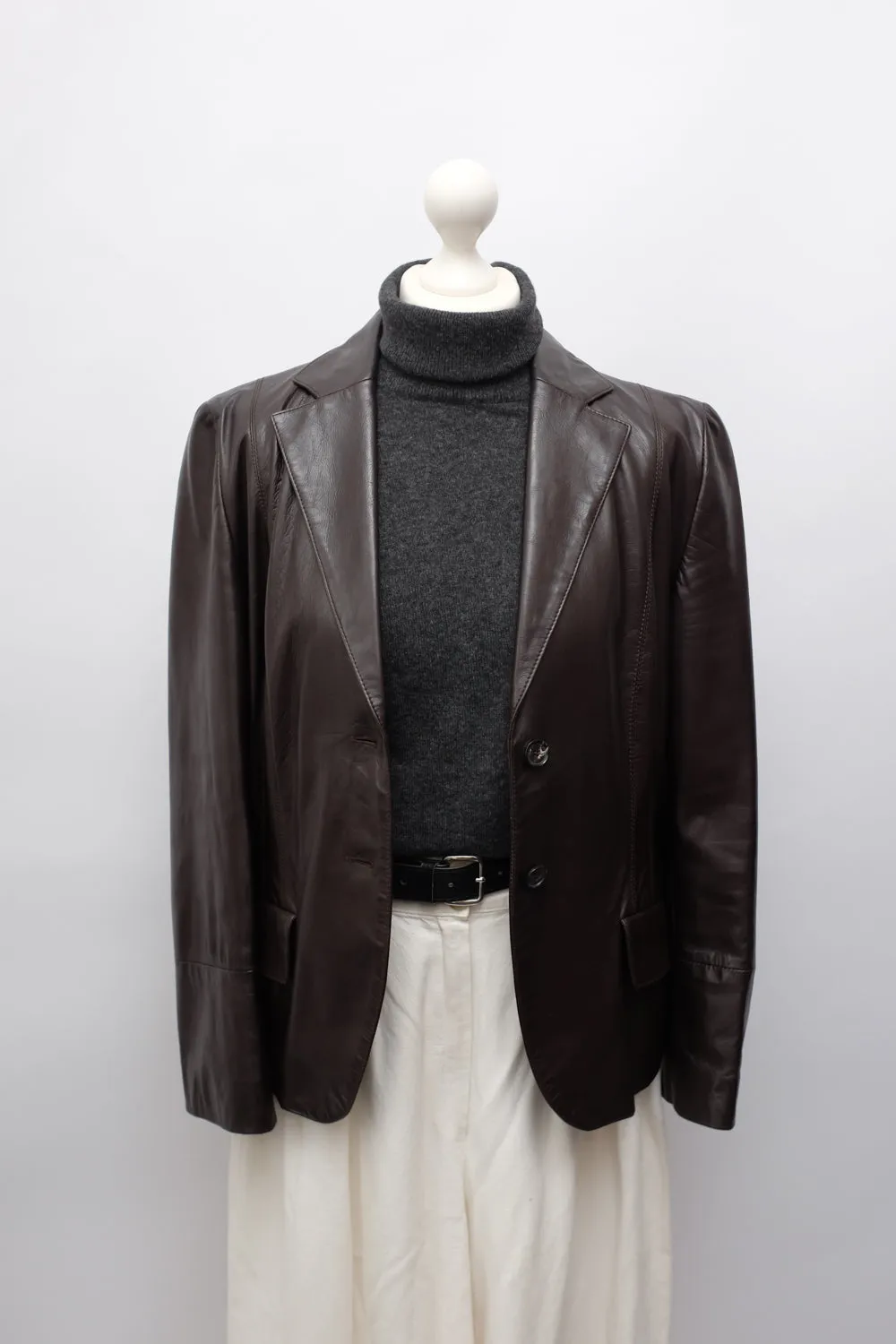 RENÉ LEZARD BROWN LEATHER BLAZER