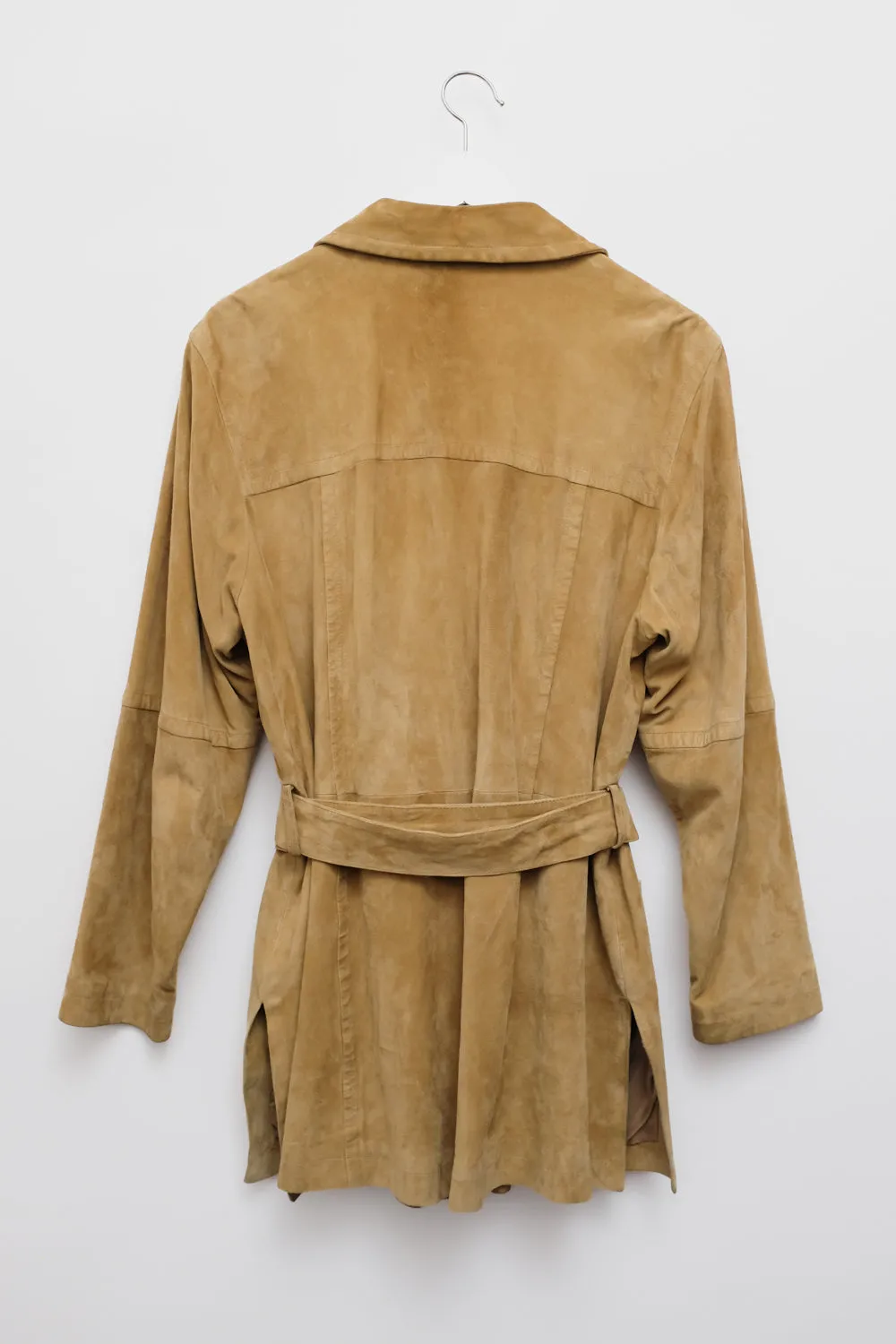 RENE LEZARD CAMEL SUEDE BELTED LEATHER JACKET