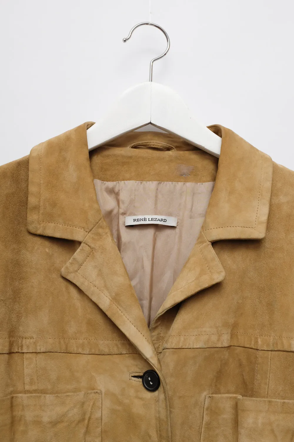 RENE LEZARD CAMEL SUEDE BELTED LEATHER JACKET