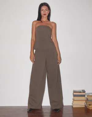 Salisu Wide Leg Trouser in Tailoring Taupe