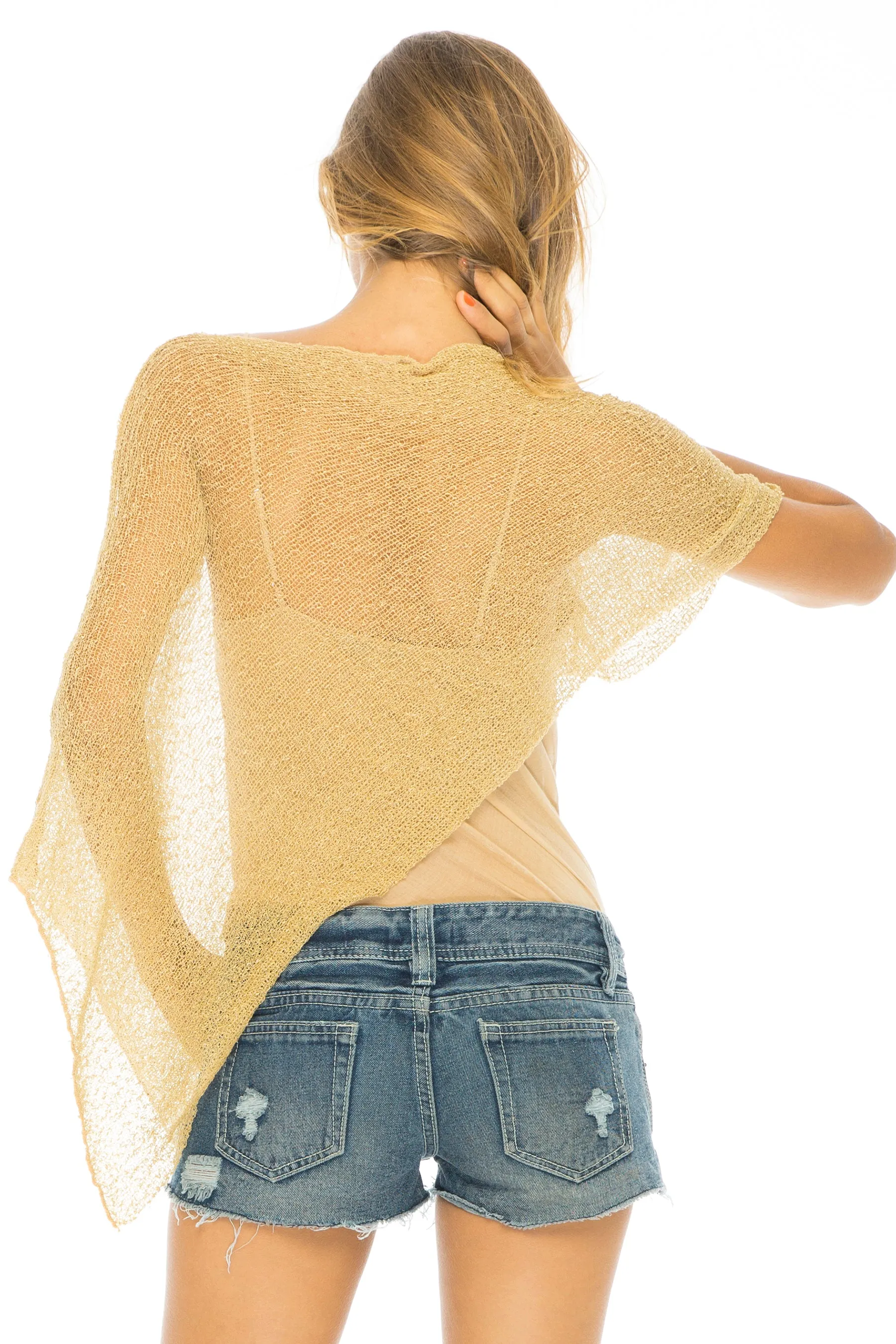 Sheer Poncho Bolero Pullover Shrug