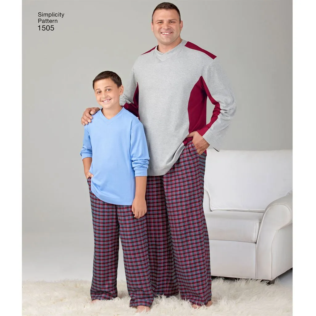 Simplicity Pattern 1505 Husky Boys' & Big & Tall Men's Tops and Trousers