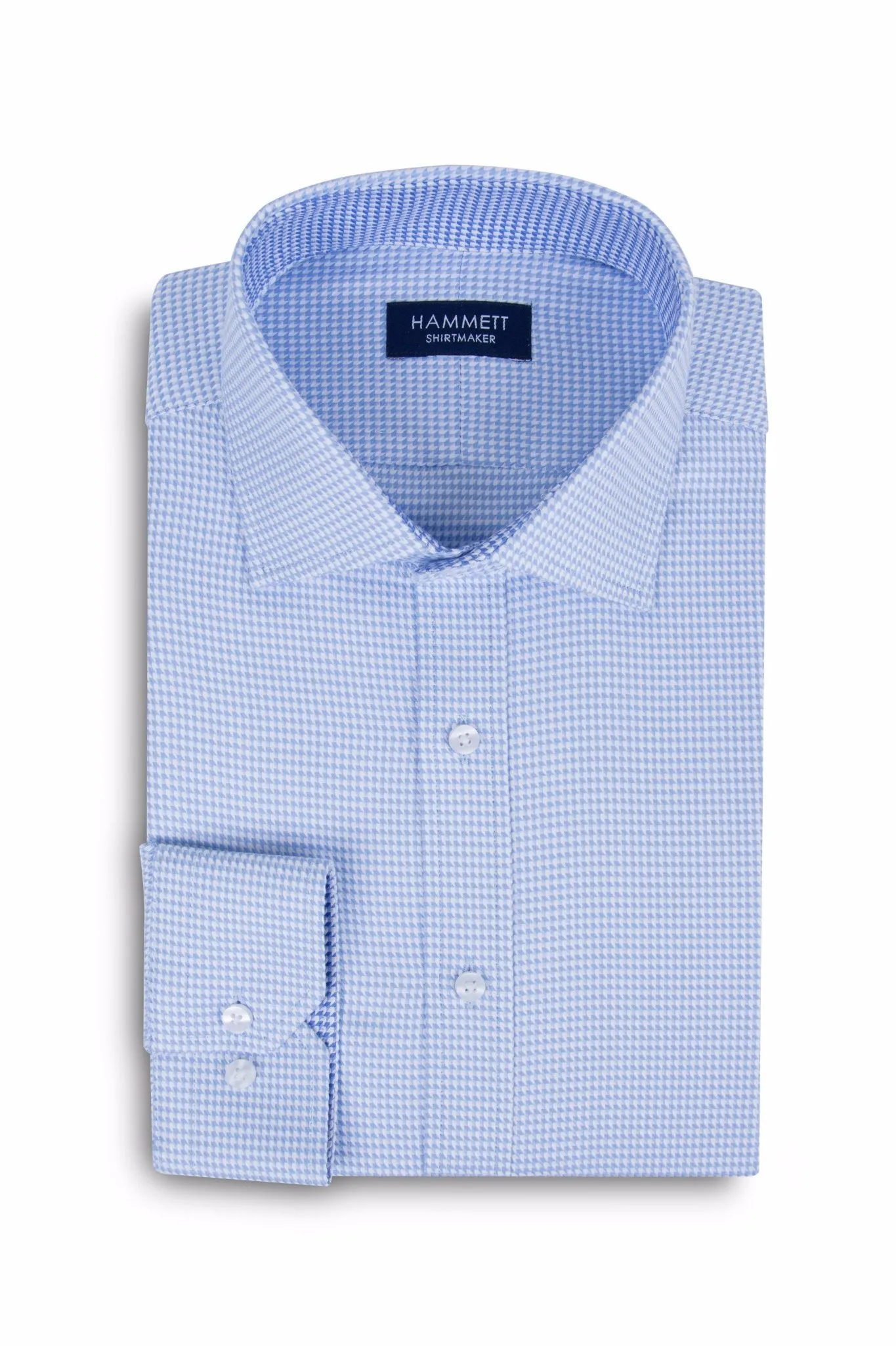 Sky Blue Luxury Twill Dogtooth Check Formal Men's Shirt