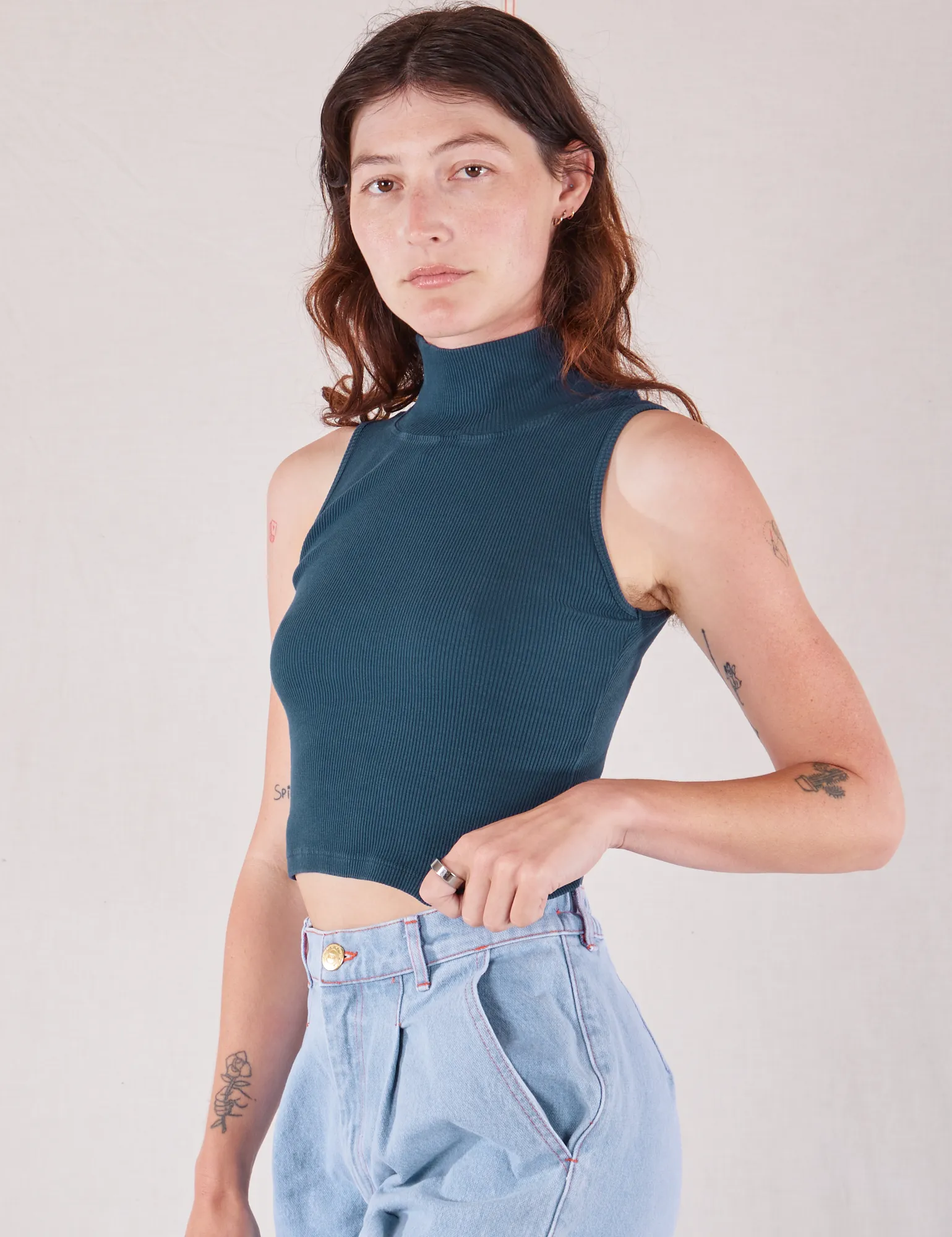 Sleeveless Essential Turtleneck - Lagoon