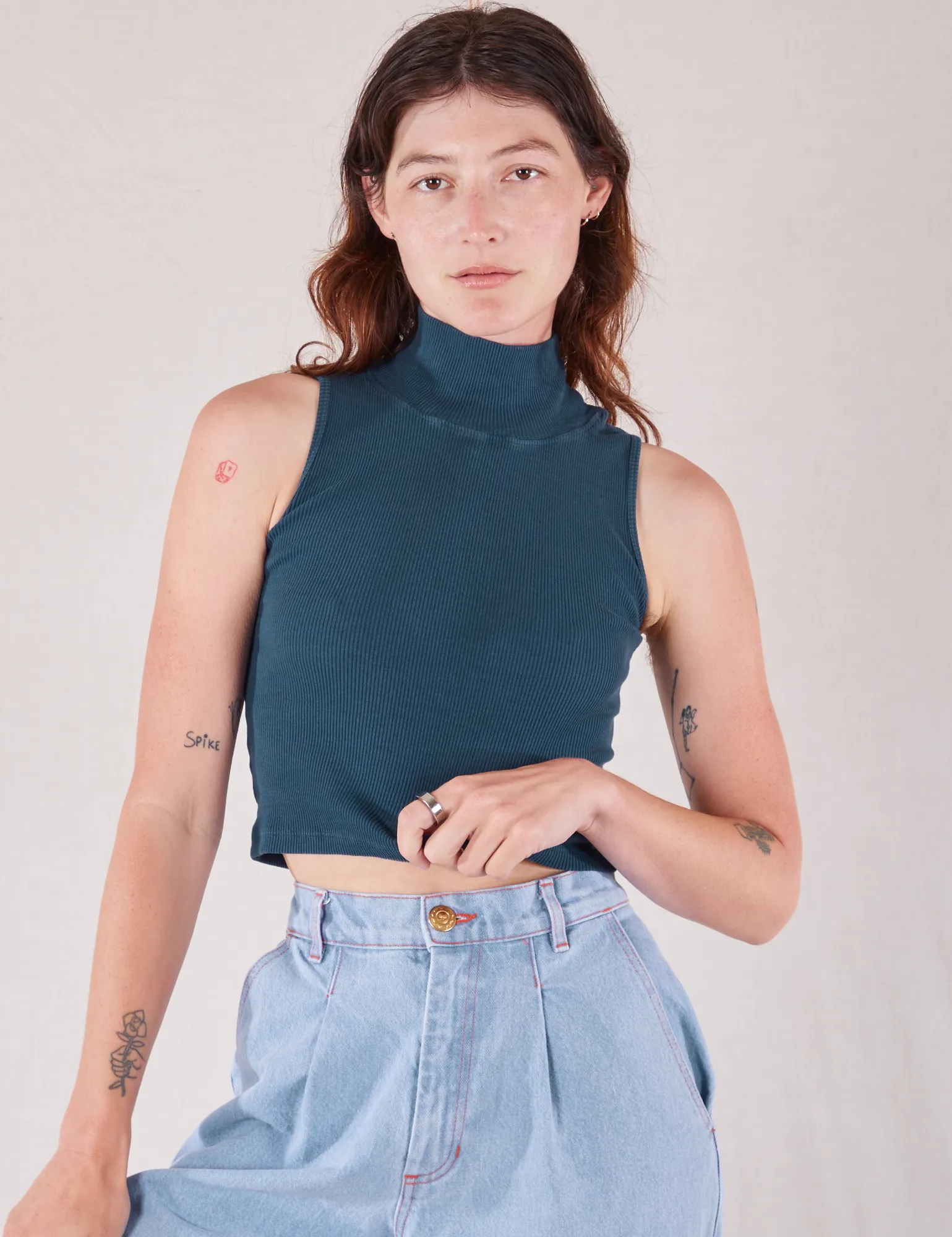 Sleeveless Essential Turtleneck - Lagoon