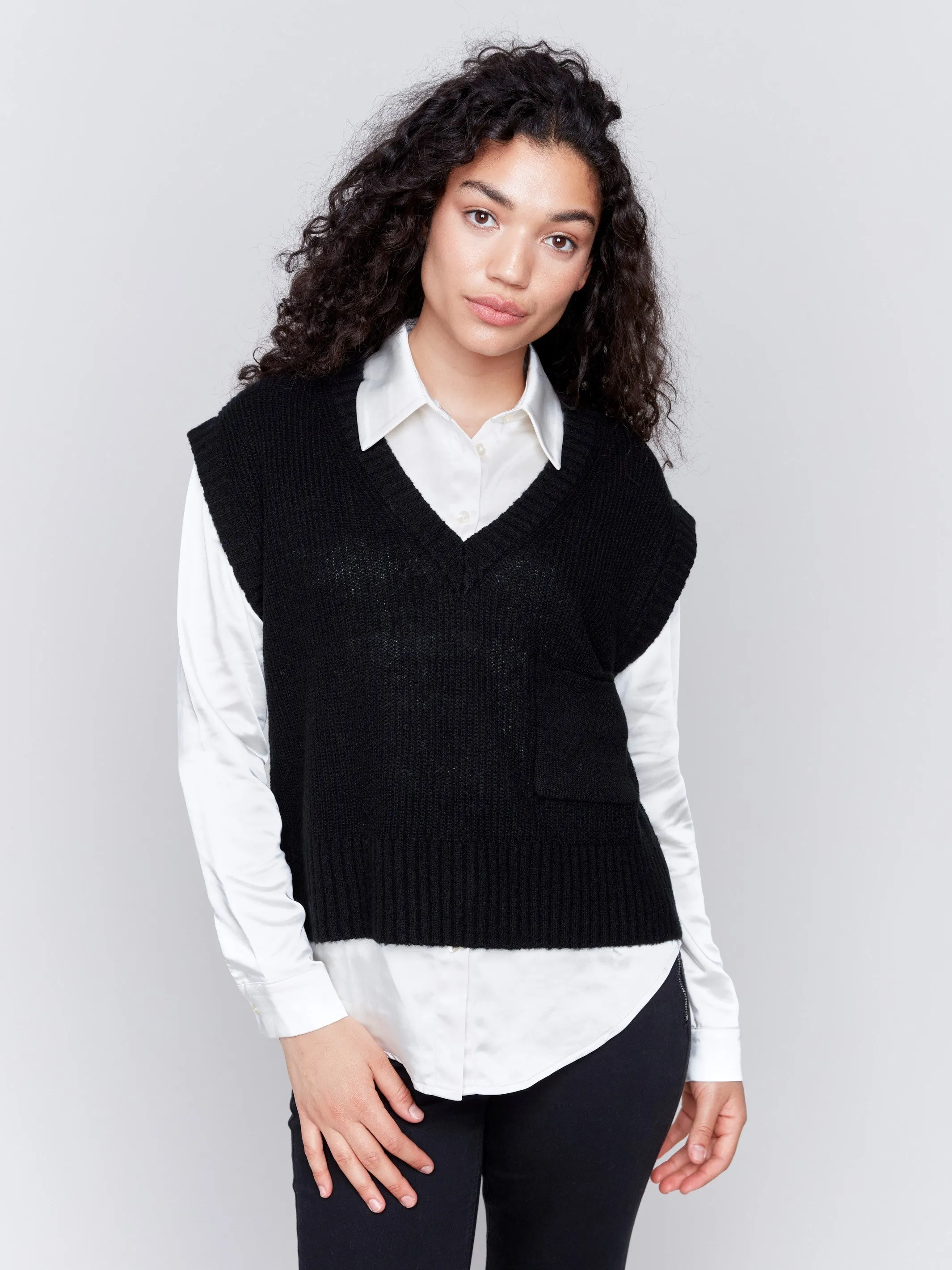 Soft Touch Sweater Vest - Black