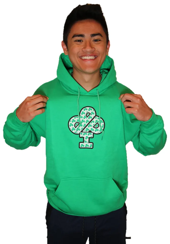 St Patrick's CLOVERFLAGE   Cotton Hoodie  Youth and Adult