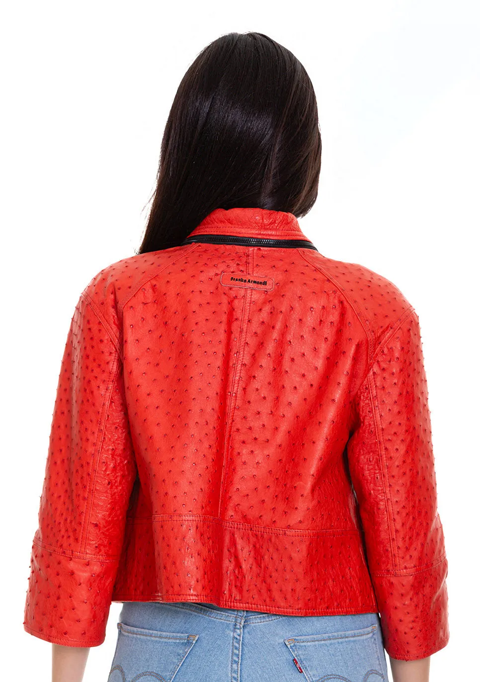 The Comly  Pomegranate Flower  Ostrich Leather Women Jacket