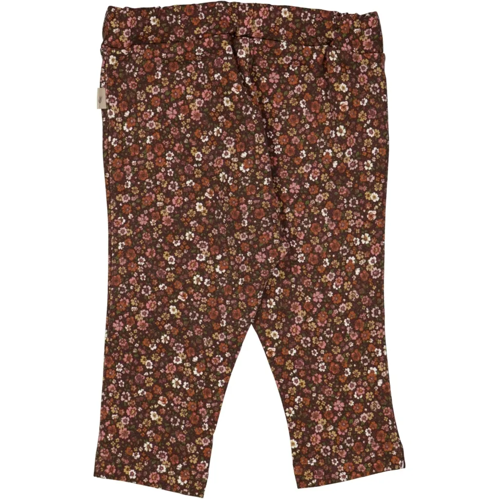 Trousers Bille - maroon flowers