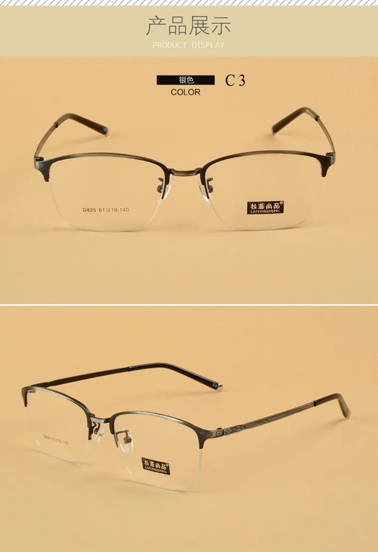 Unisex Semi Rim Alloy Frame Eyeglasses D805