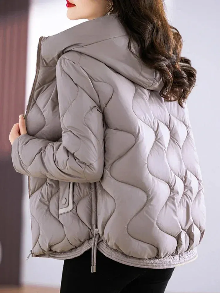 Winter Jacket WomenOuterwear Korean Clothes Women Coat Hooded Cotton Parkas Harajuku Ladies Quilted Coat Streetwear