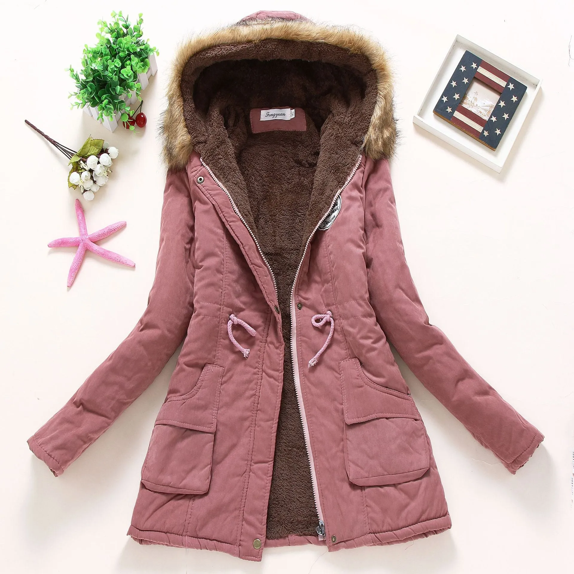 Women&#39;s Casual Hooded Jacket Polyester 2022 Autumn Winter New Female Long sleeved lamb Coats Ladies Parkas S-3XL