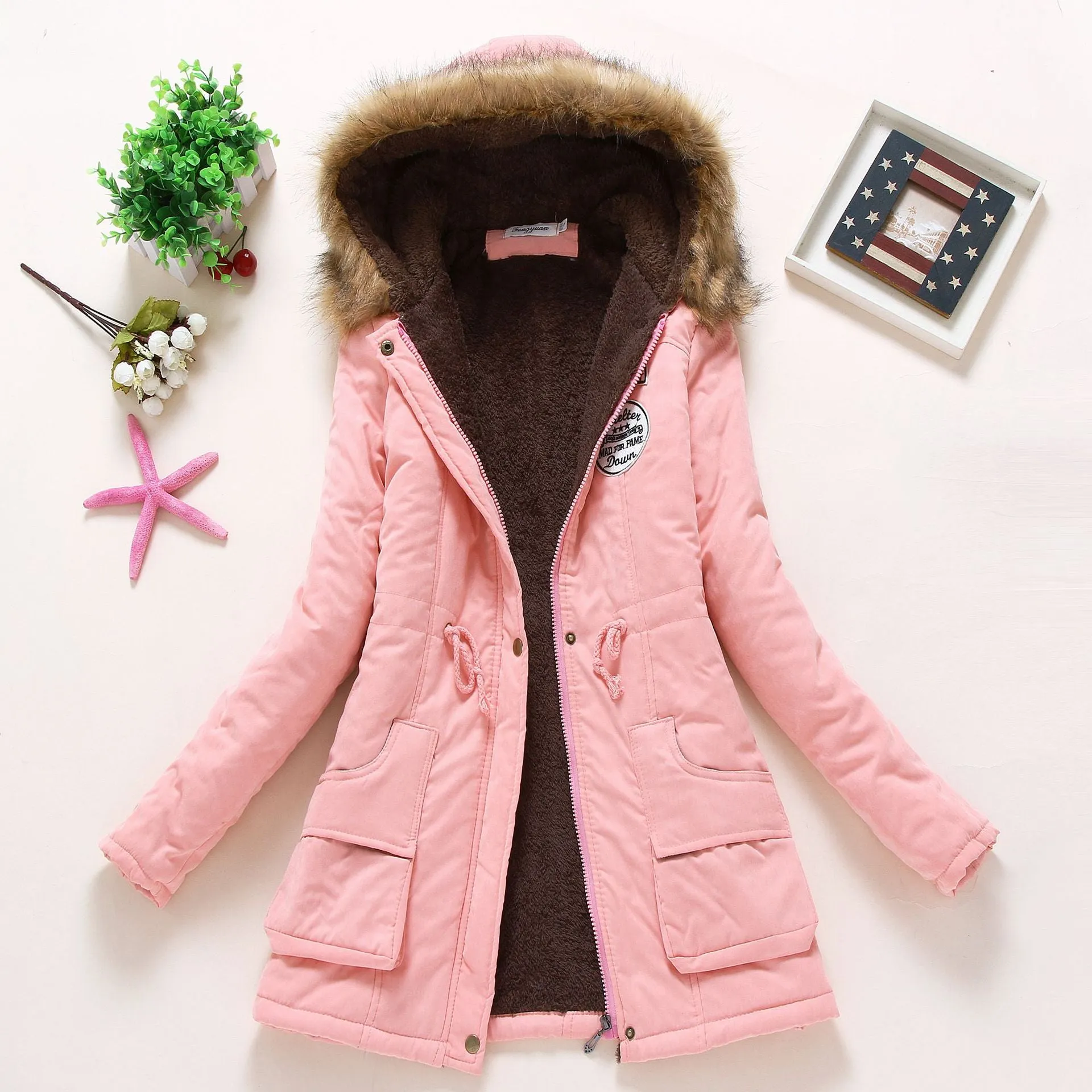 Women&#39;s Casual Hooded Jacket Polyester 2022 Autumn Winter New Female Long sleeved lamb Coats Ladies Parkas S-3XL