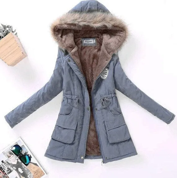 Women&#39;s Casual Hooded Jacket Polyester 2022 Autumn Winter New Female Long sleeved lamb Coats Ladies Parkas S-3XL