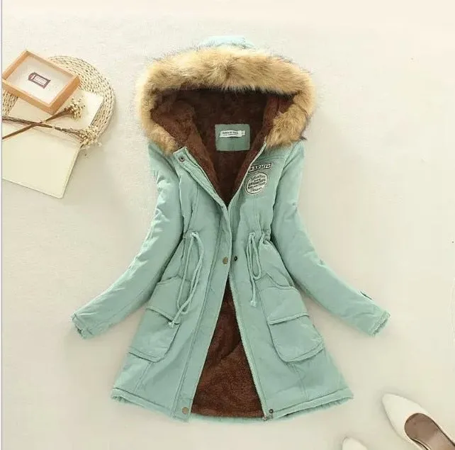 Women&#39;s Casual Hooded Jacket Polyester 2022 Autumn Winter New Female Long sleeved lamb Coats Ladies Parkas S-3XL