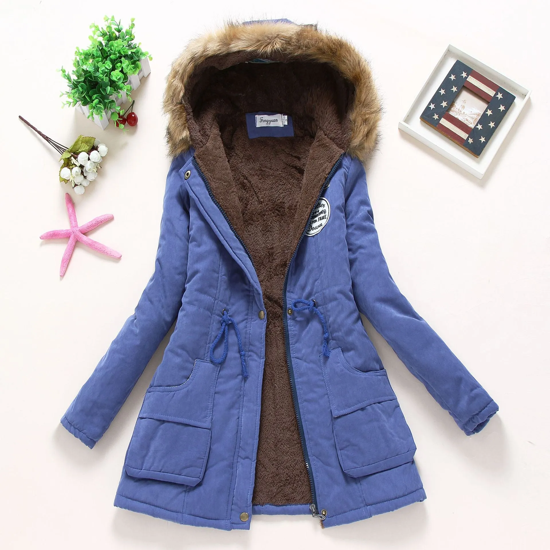 Women&#39;s Casual Hooded Jacket Polyester 2022 Autumn Winter New Female Long sleeved lamb Coats Ladies Parkas S-3XL