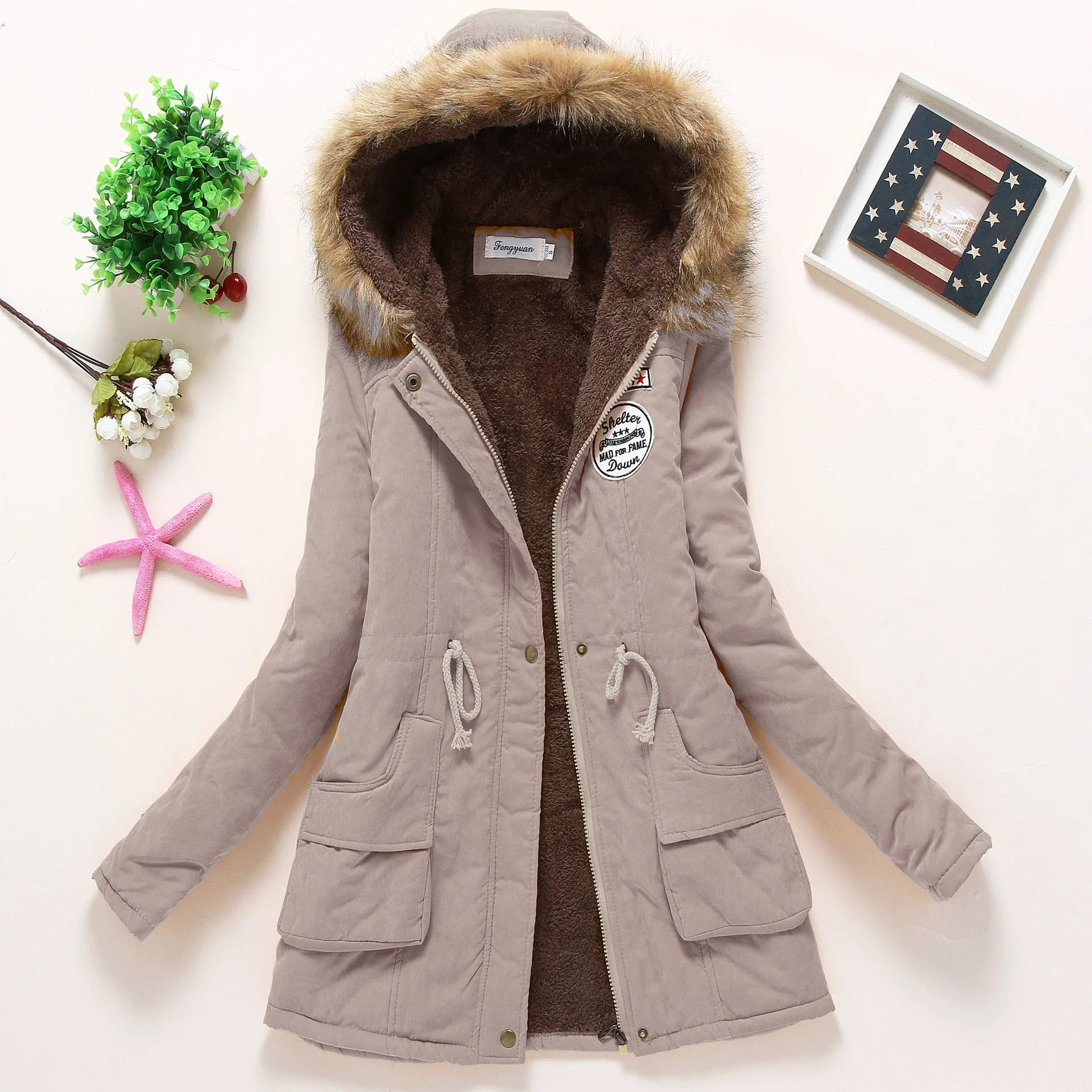 Women&#39;s Casual Hooded Jacket Polyester 2022 Autumn Winter New Female Long sleeved lamb Coats Ladies Parkas S-3XL