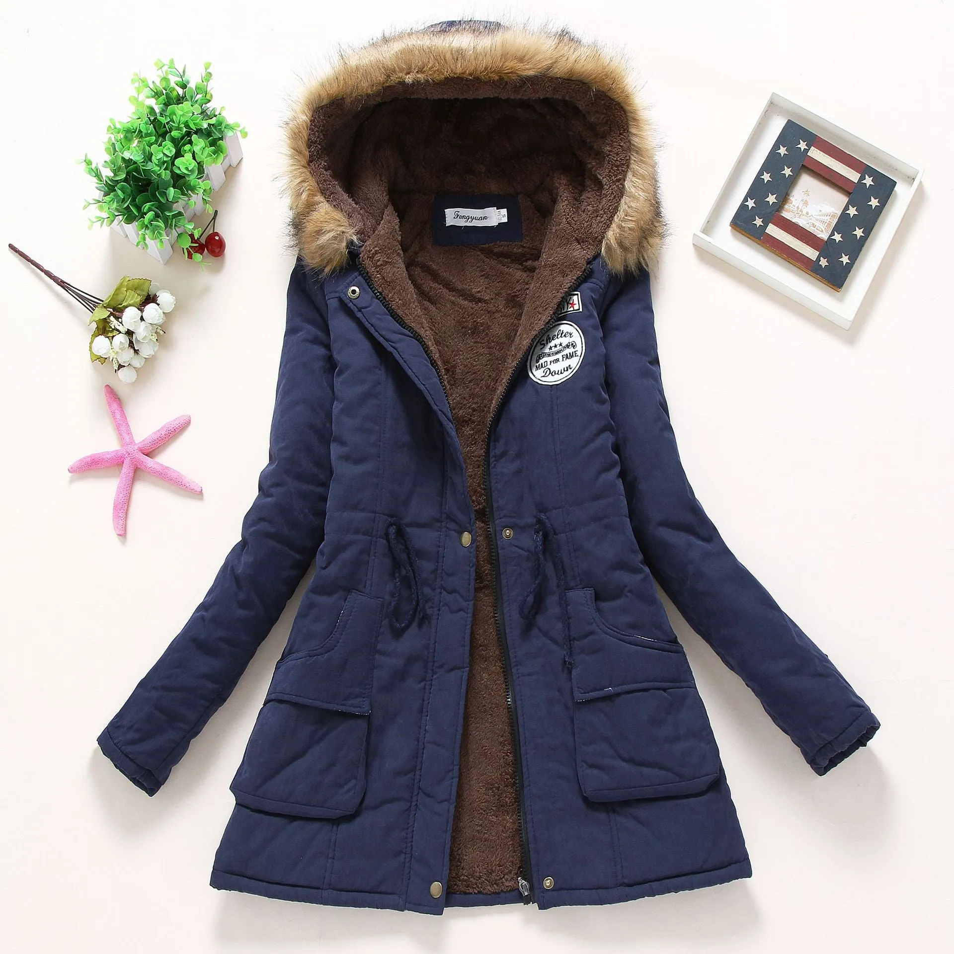 Women&#39;s Casual Hooded Jacket Polyester 2022 Autumn Winter New Female Long sleeved lamb Coats Ladies Parkas S-3XL