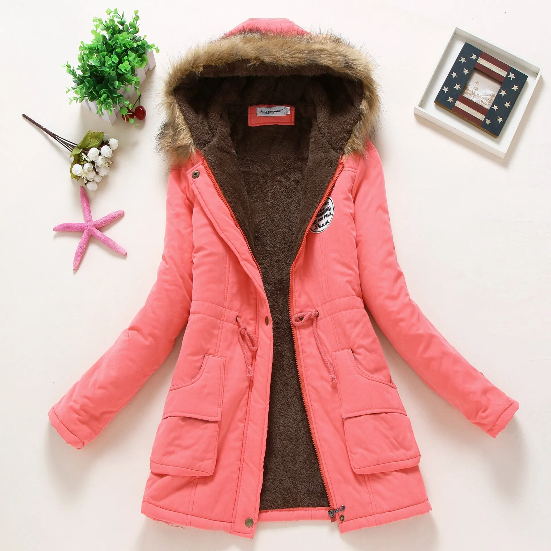 Women&#39;s Casual Hooded Jacket Polyester 2022 Autumn Winter New Female Long sleeved lamb Coats Ladies Parkas S-3XL