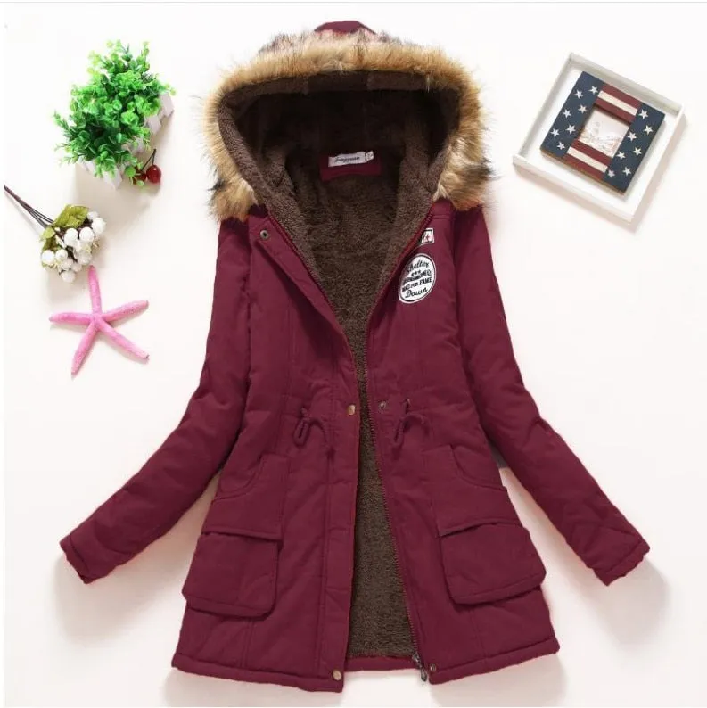 Women&#39;s Casual Hooded Jacket Polyester 2022 Autumn Winter New Female Long sleeved lamb Coats Ladies Parkas S-3XL